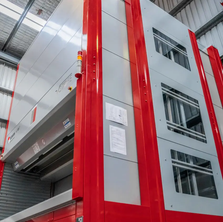 Automated warehouse storage lift system for vertical goods handling