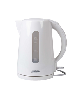 Electric kettle in white with water level window for everyday kitchen use
