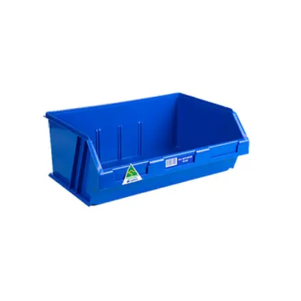 Stackable plastic storage bin for high-density inventory and parts storage