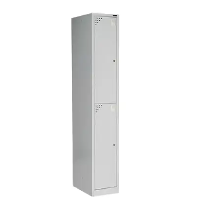 Slimline metal locker unit with multiple compartments for staff storage solutions