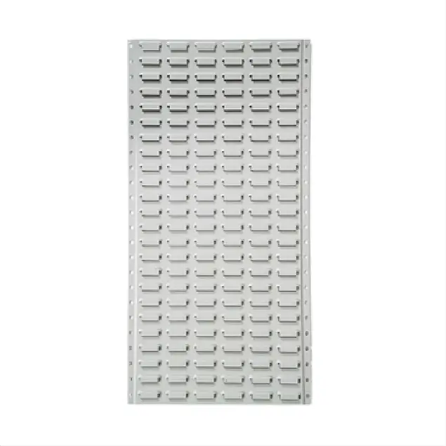 Industrial small parts storage panel with multiple compartments for organised inventory