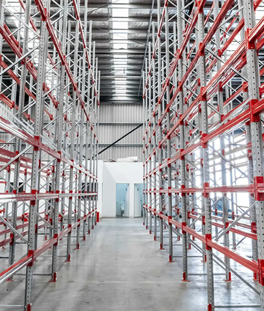 Heavy-duty pallet racking system for large-scale warehouse storage at Spartan facility