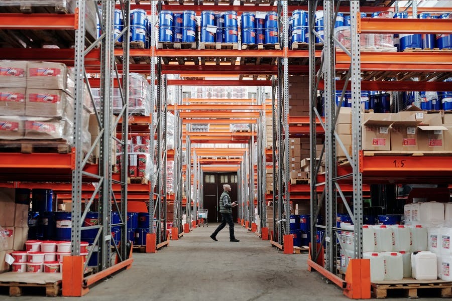warehouse of pallet racking full of stock