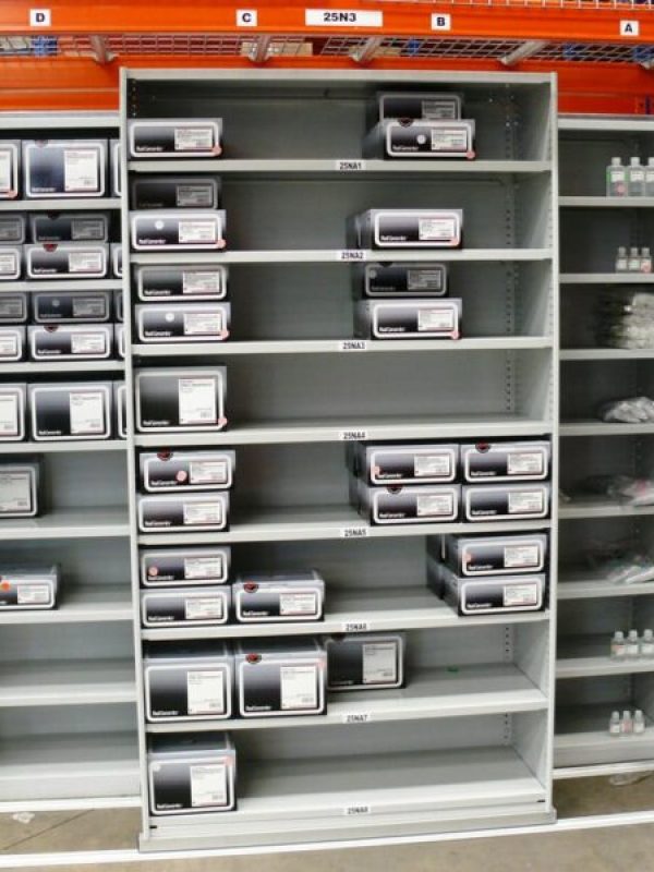 image of rolled upright shelving in use